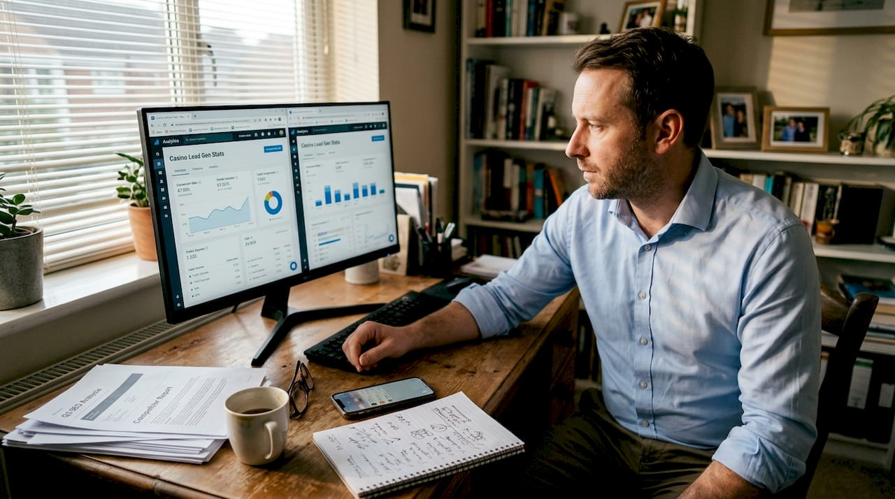 1776220601239_Man-checking-casino-lead-generation-stats-in-home-office Man checking casino lead generation stats in home office